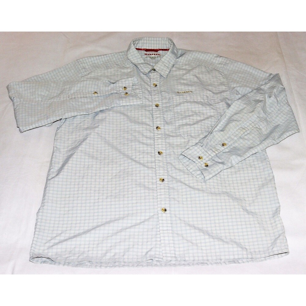 SIMMS Men's Long Sleeve Button Front Hiking Fishing Check Shirt Size XL